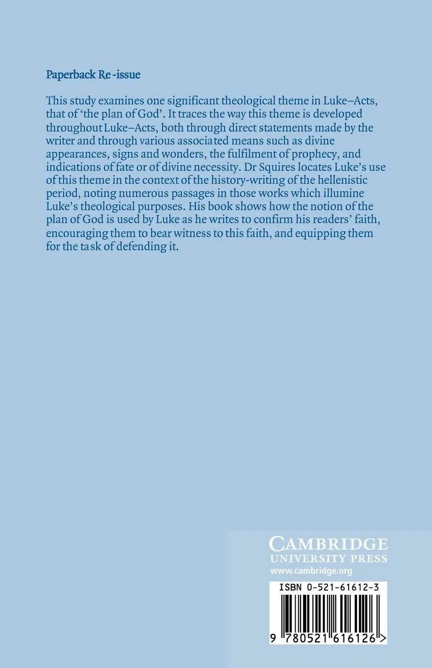 Rückseite: 9780521616126 | The Plan of God in Luke-Acts | John T. Squires | Taschenbuch | 2004
