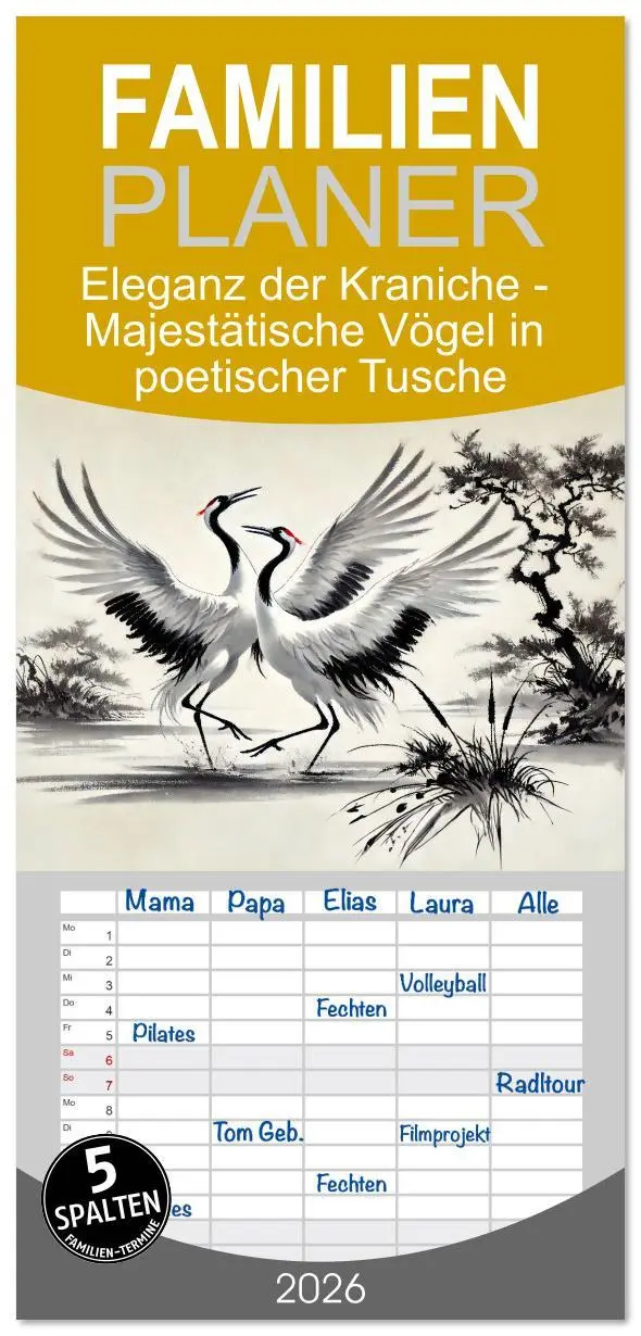 Cover: 9783516606126 | Familienplaner 2026 - Eleganz der Kraniche - Majestätische Vögel in...