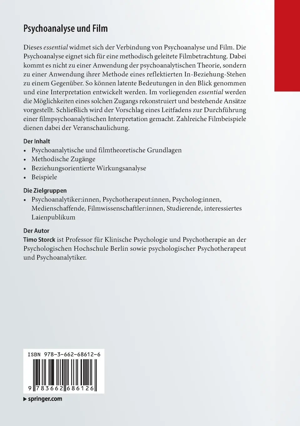 Rückseite: 9783662686126 | Psychoanalyse und Film | Methodische Zugänge zur latenten Bedeutung