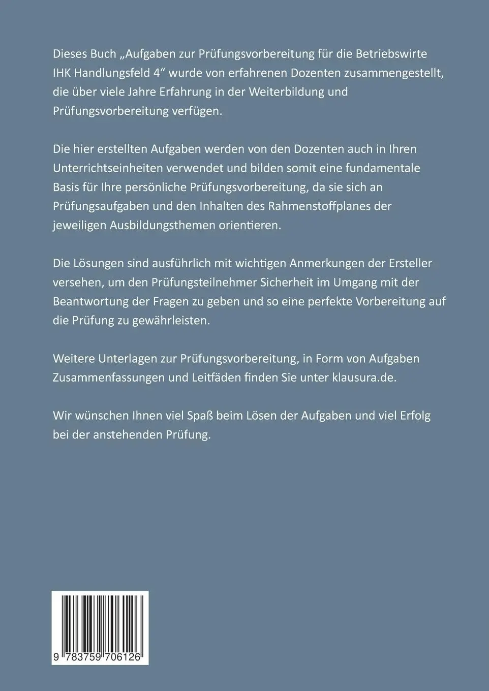 Rückseite: 9783759706126 | Aufgaben zur Prüfungsvorbereitung geprüfte Betriebswirte IHK | Buch