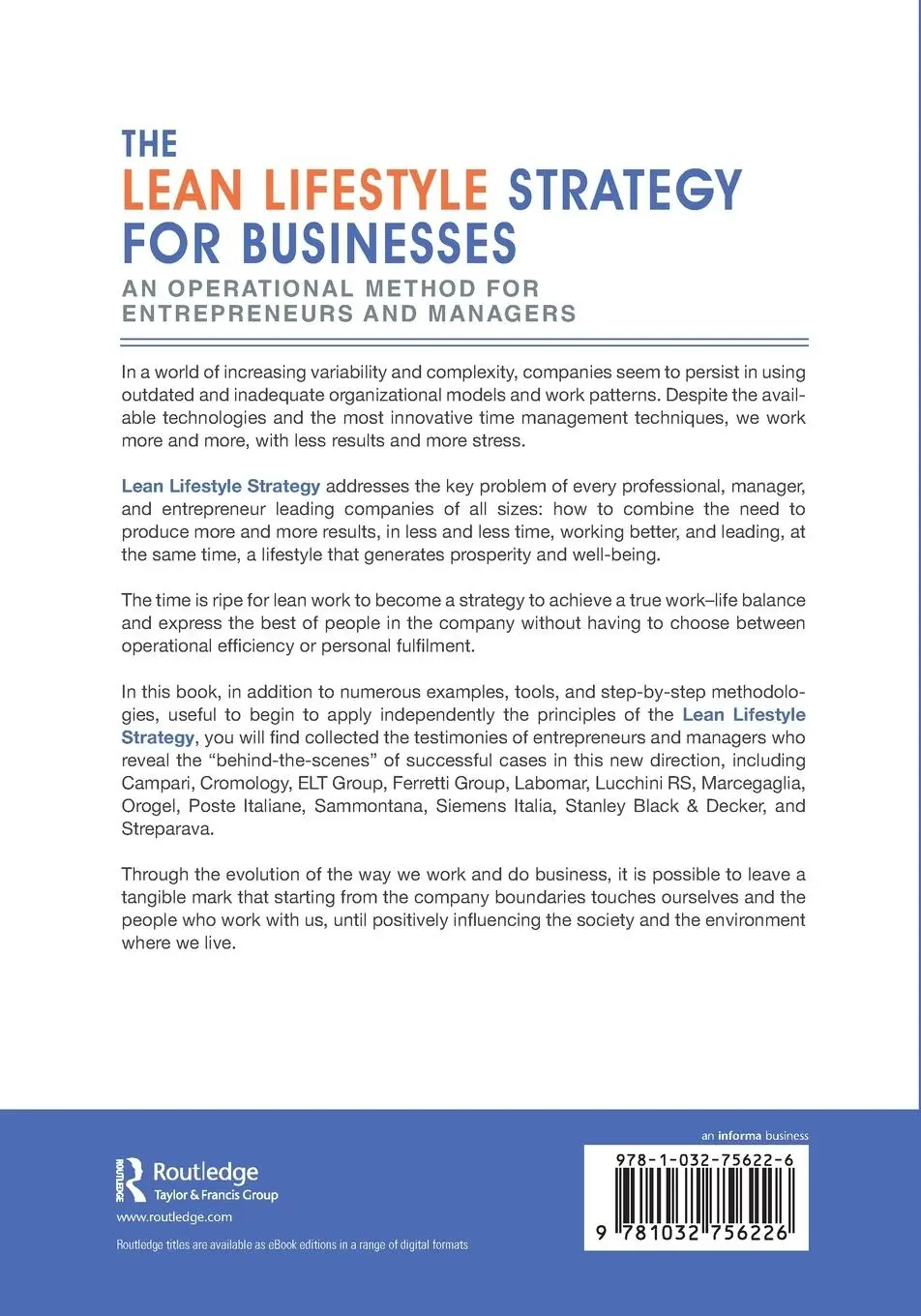 Rückseite: 9781032756226 | The Lean Lifestyle Strategy for Businesses | Luciano Attolico | Buch