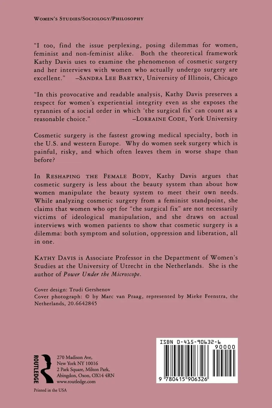 Rückseite: 9780415906326 | Reshaping the Female Body | The Dilemma of Cosmetic Surgery | Davis