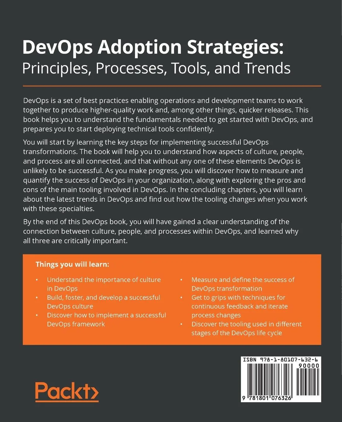 Rückseite: 9781801076326 | DevOps Adoption Strategies | Martyn Coupland | Taschenbuch | Englisch