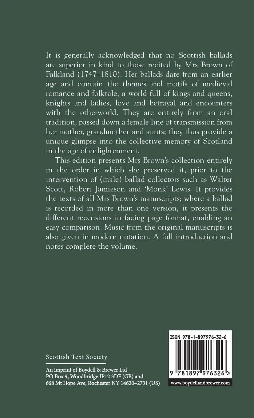 Rückseite: 9781897976326 | The Ballad Repertoire of Anna Gordon, Mrs Brown of Falkland | Buch