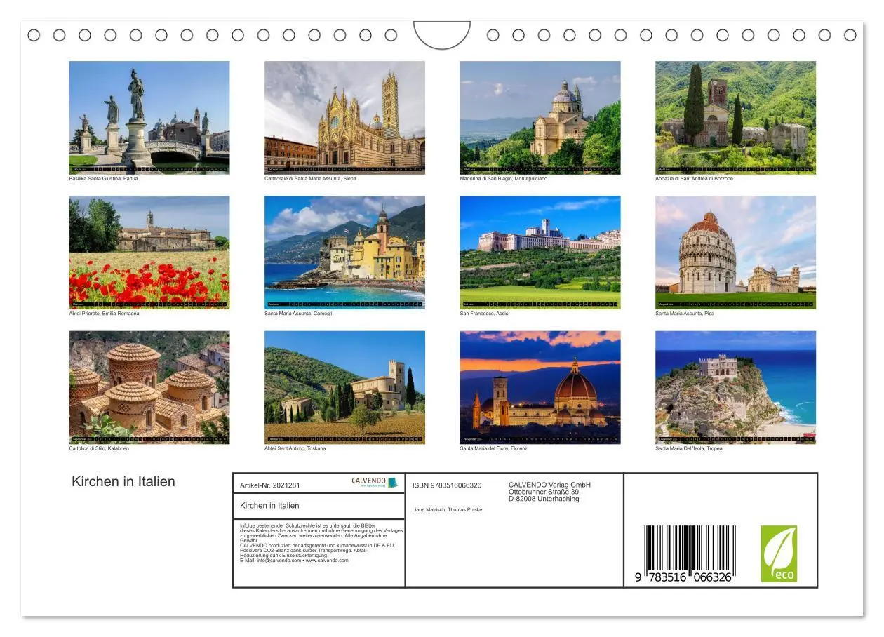 Bild: 9783516066326 | Kirchen in Italien (Wandkalender 2026 DIN A4 quer), CALVENDO...