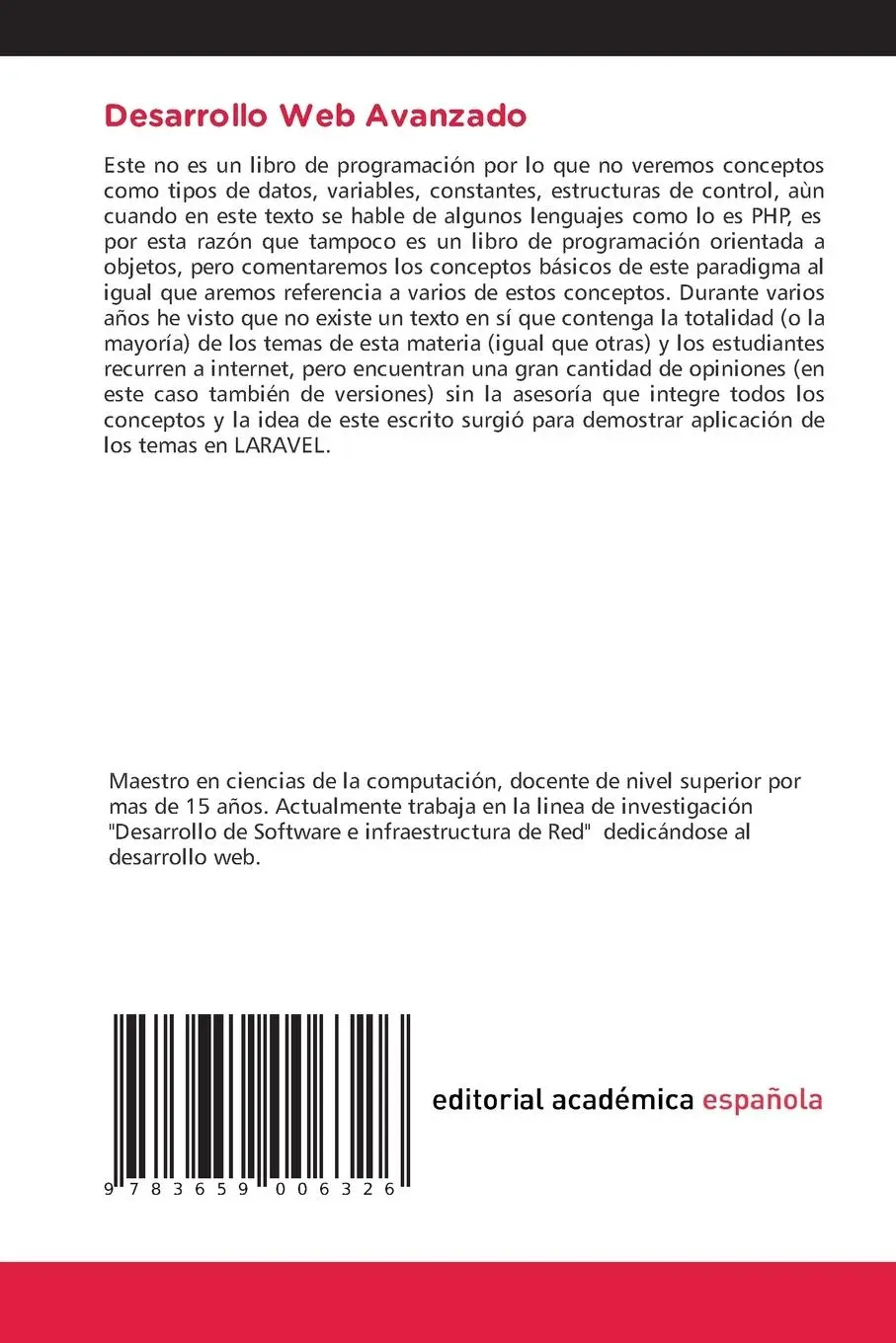 Rückseite: 9783659006326 | Desarrollo Web Avanzado | Introducción | Jorge Octavio Guzmán Sáanchez