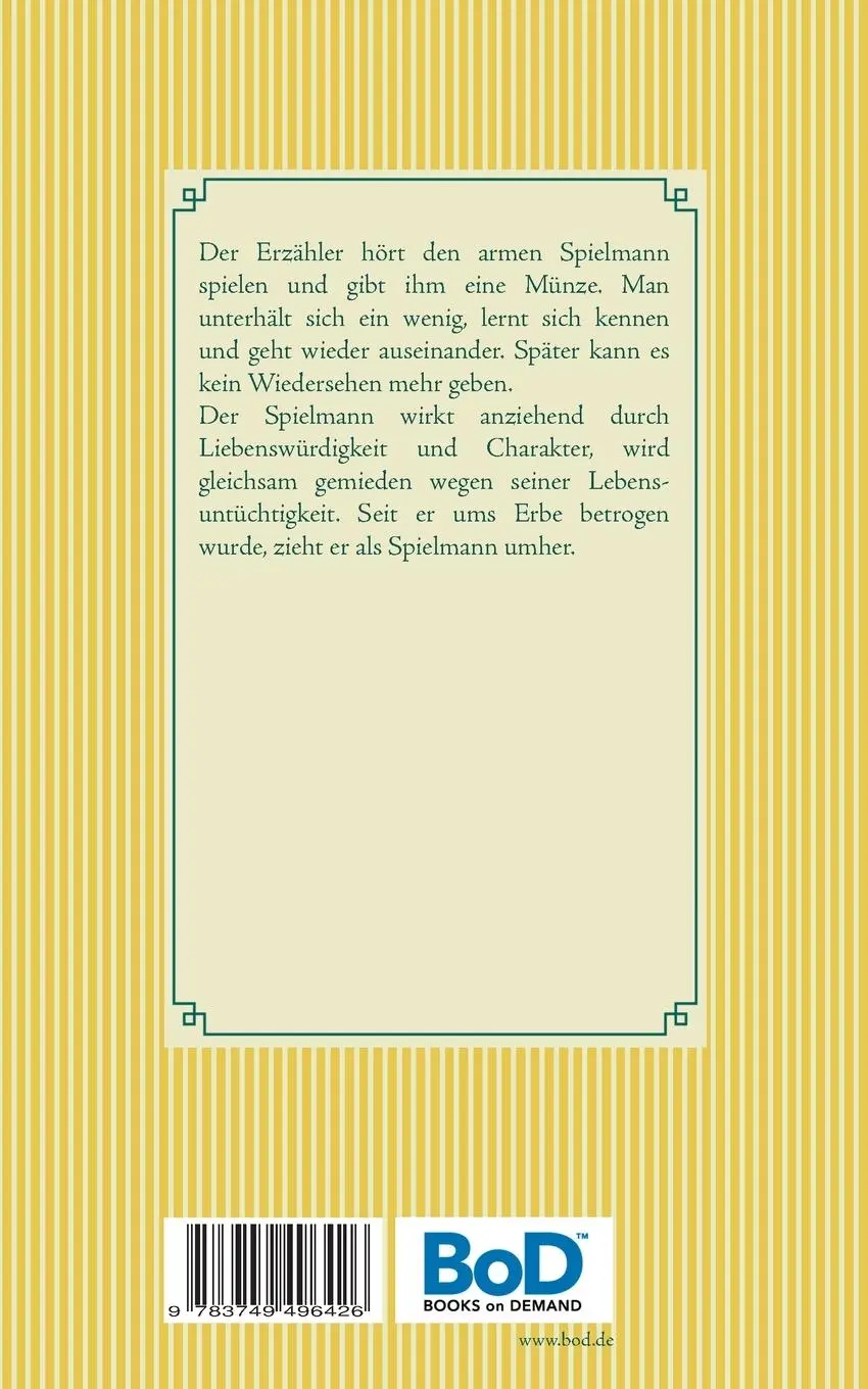 Rückseite: 9783749496426 | Der arme Spielmann | Band 24 | Franz Grillparzer | Taschenbuch | 52 S.