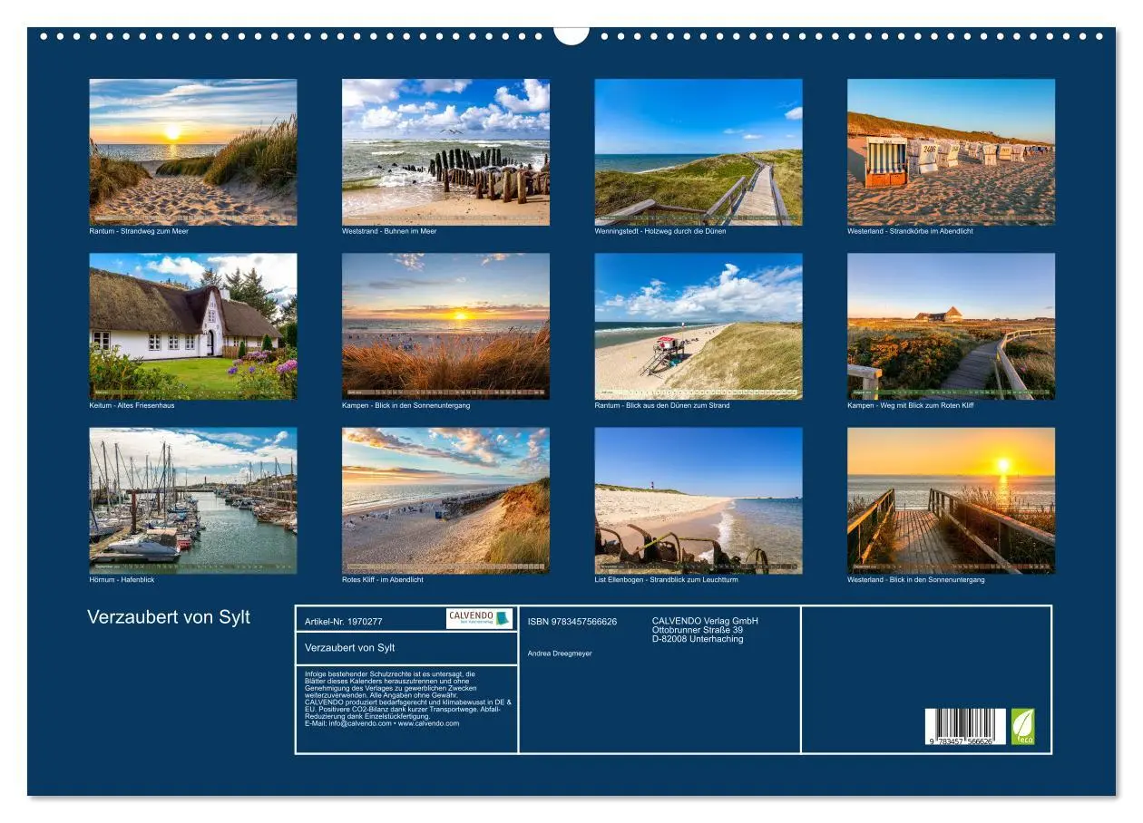 Bild: 9783457566626 | Verzaubert von Sylt (Wandkalender 2026 DIN A2 quer), CALVENDO...