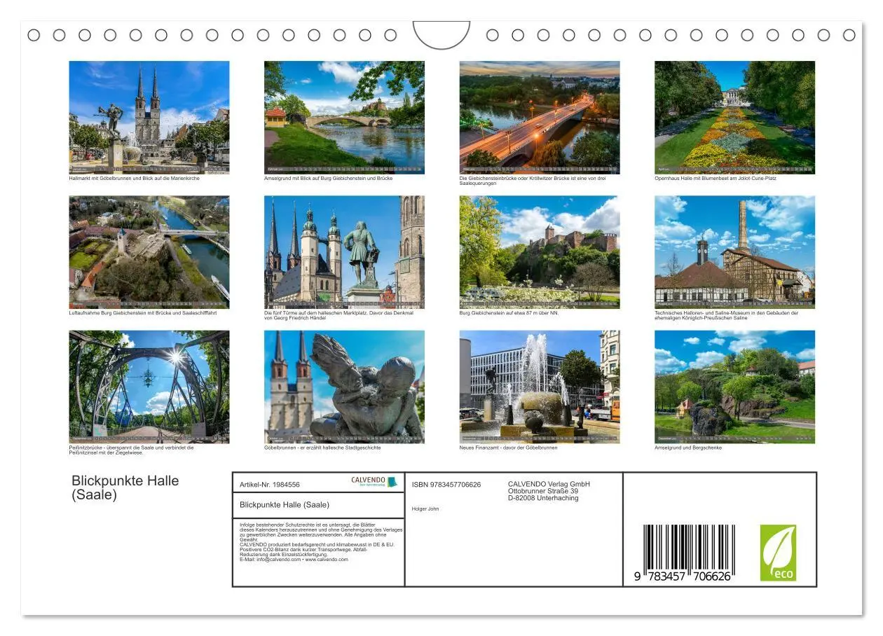 Bild: 9783457706626 | Blickpunkte Halle (Saale) (Wandkalender 2026 DIN A4 quer), CALVENDO...