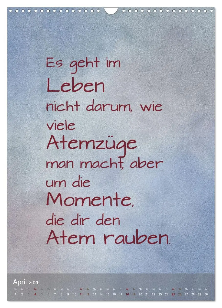 Bild: 9783516346626 | Heute ist ein guter Tag (Wandkalender 2026 DIN A3 hoch), CALVENDO...