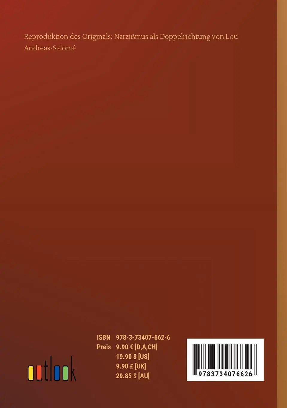 Rückseite: 9783734076626 | Narzißmus als Doppelrichtung | Lou Andreas-Salomé | Taschenbuch | 2019
