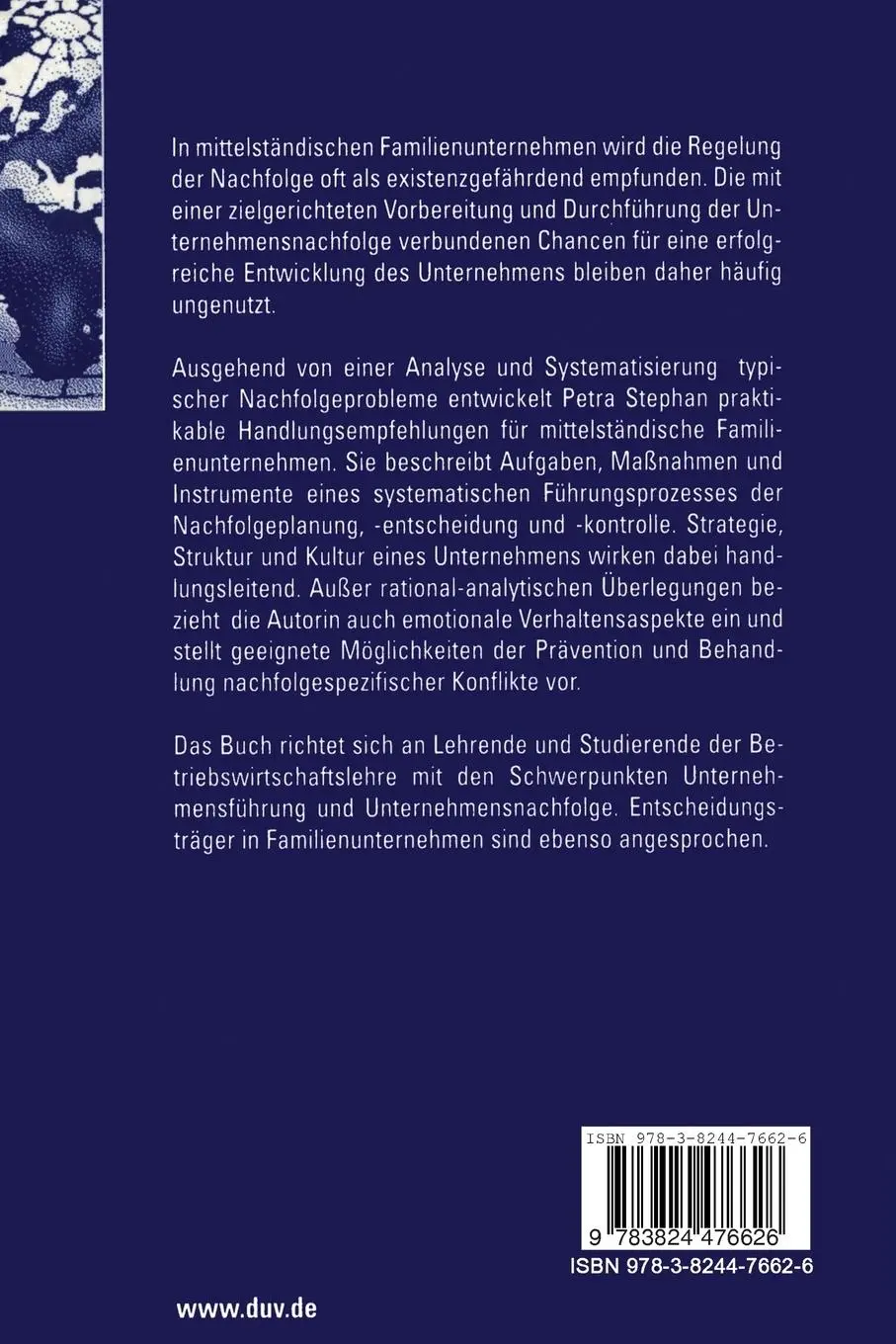 Rückseite: 9783824476626 | Nachfolge in mittelständischen Familienunternehmen | Petra Stephan