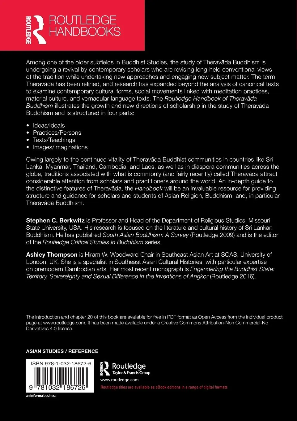 Rückseite: 9781032186726 | Routledge Handbook of Therav¿da Buddhism | Stephen C. Berkwitz (u. a.)