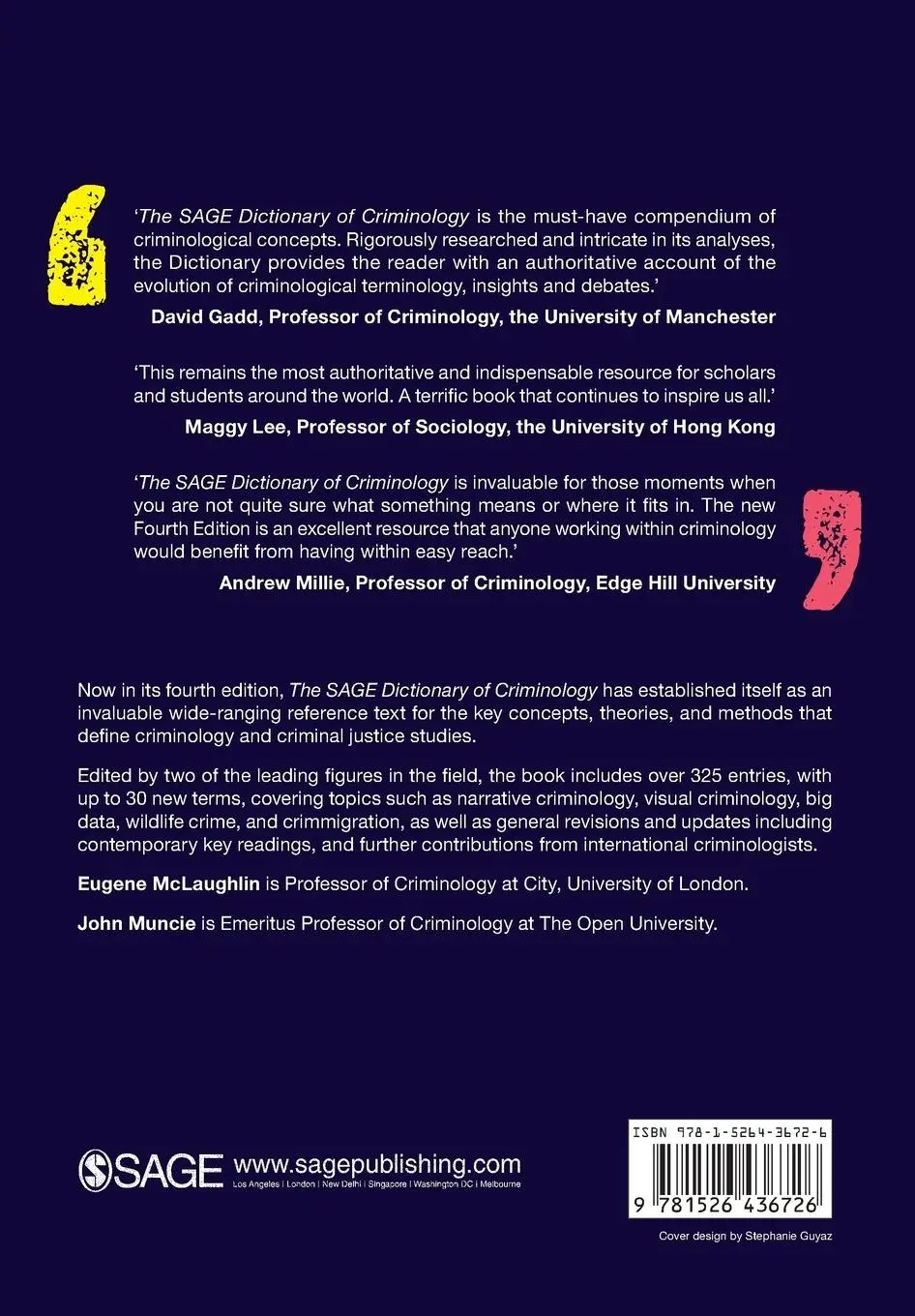 Rückseite: 9781526436726 | The SAGE Dictionary of Criminology | Eugene Mclaughlin (u. a.) | Buch