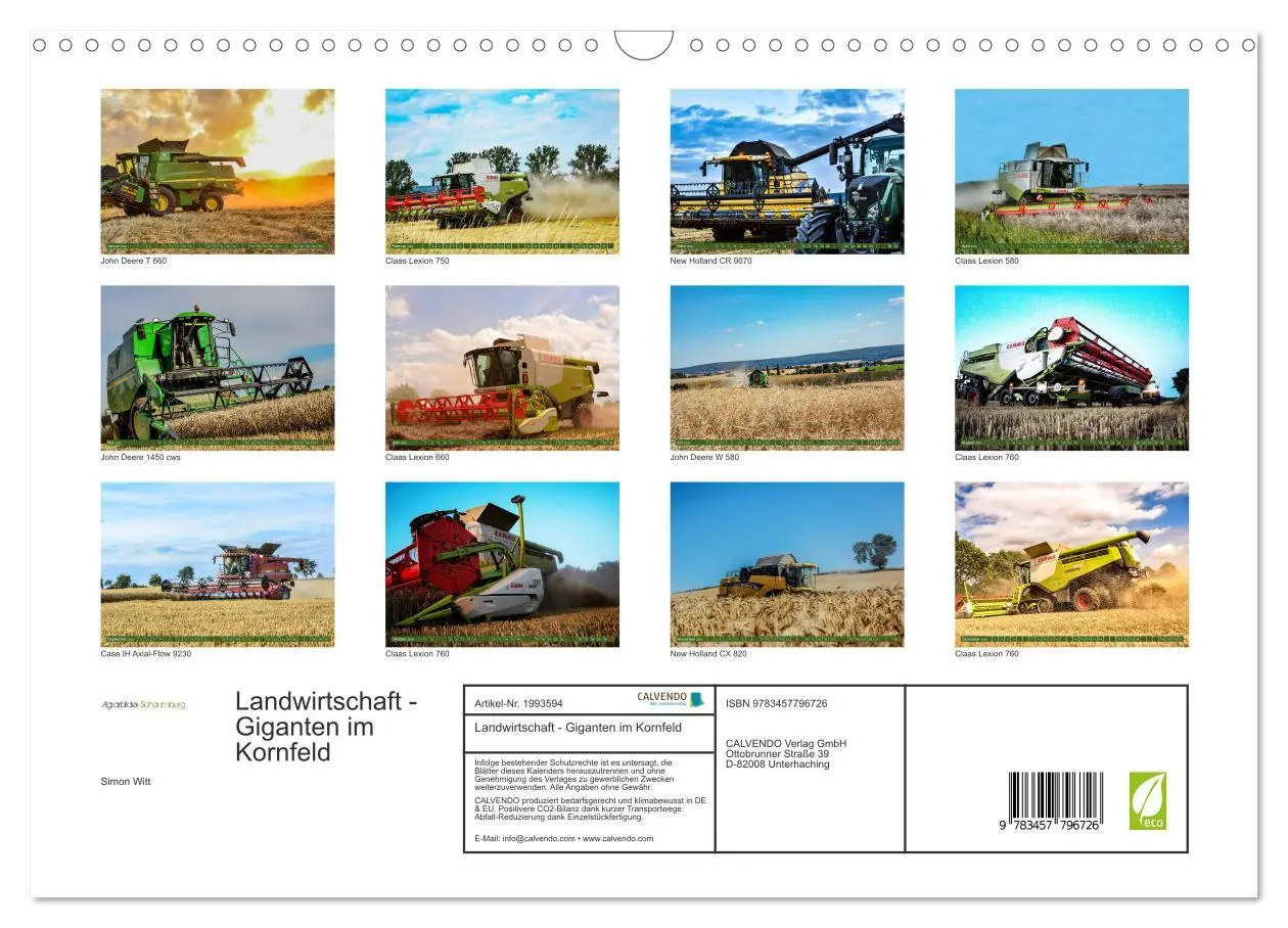 Bild: 9783457796726 | Landwirtschaft - Giganten im Kornfeld (Wandkalender 2026 DIN A3...
