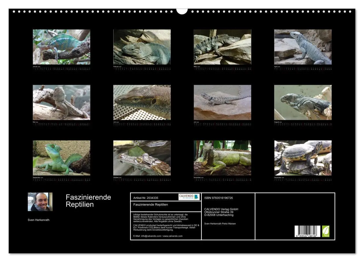 Bild: 9783516196726 | Faszinierende Reptilien (Wandkalender 2026 DIN A2 quer), CALVENDO...