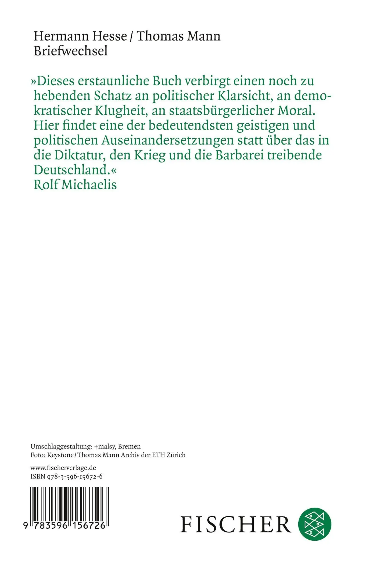 Rückseite: 9783596156726 | Briefwechsel | Hermann Hesse (u. a.) | Taschenbuch | 400 S. | Deutsch