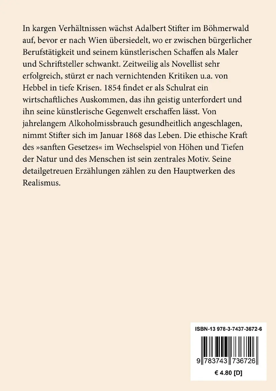 Rückseite: 9783743736726 | Der beschriebene Tännling | Adalbert Stifter | Taschenbuch | 52 S.