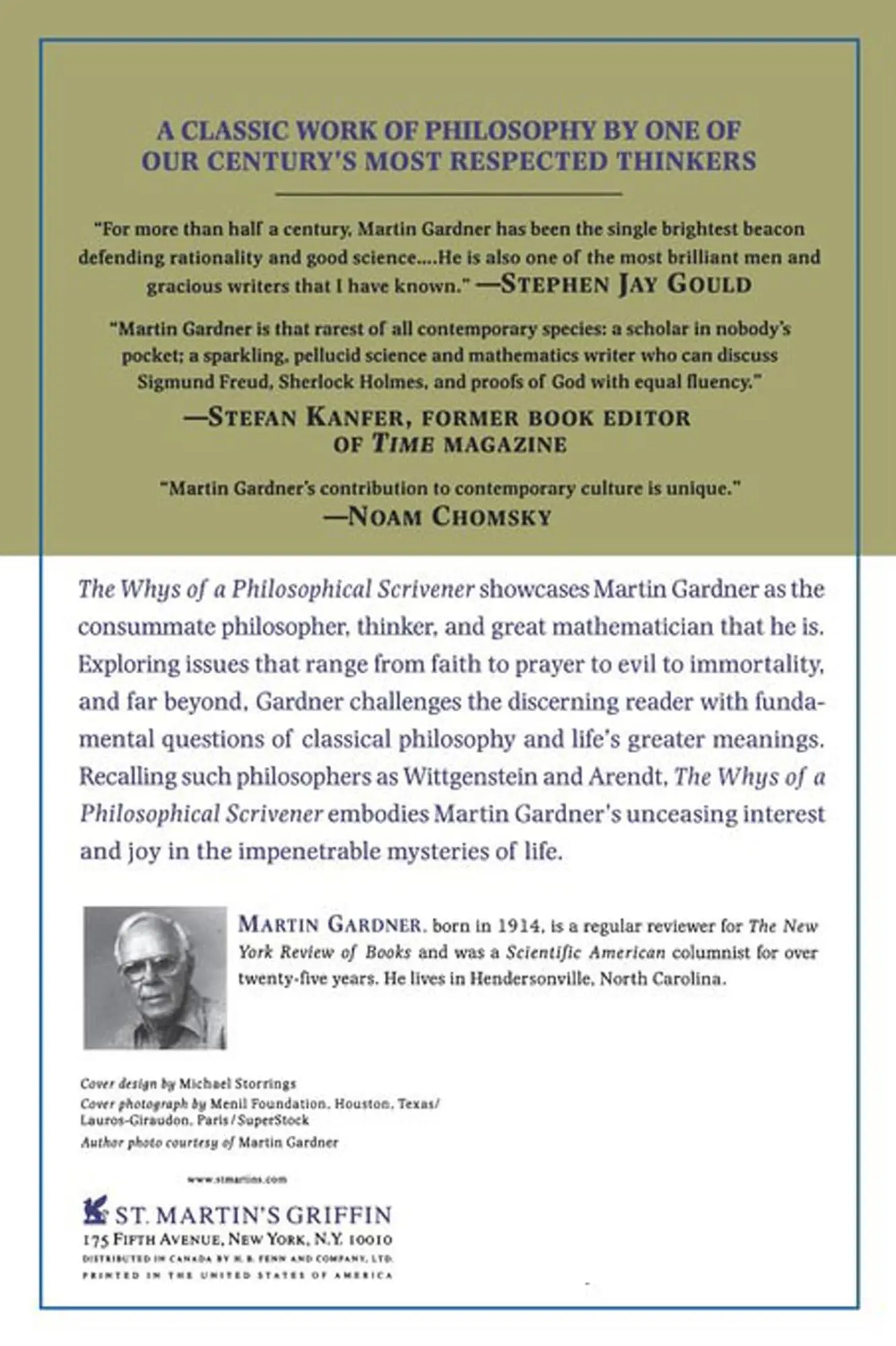 Rückseite: 9780312206826 | The Whys of a Philosophical Scrivener | Martin Gardner (u. a.) | Buch
