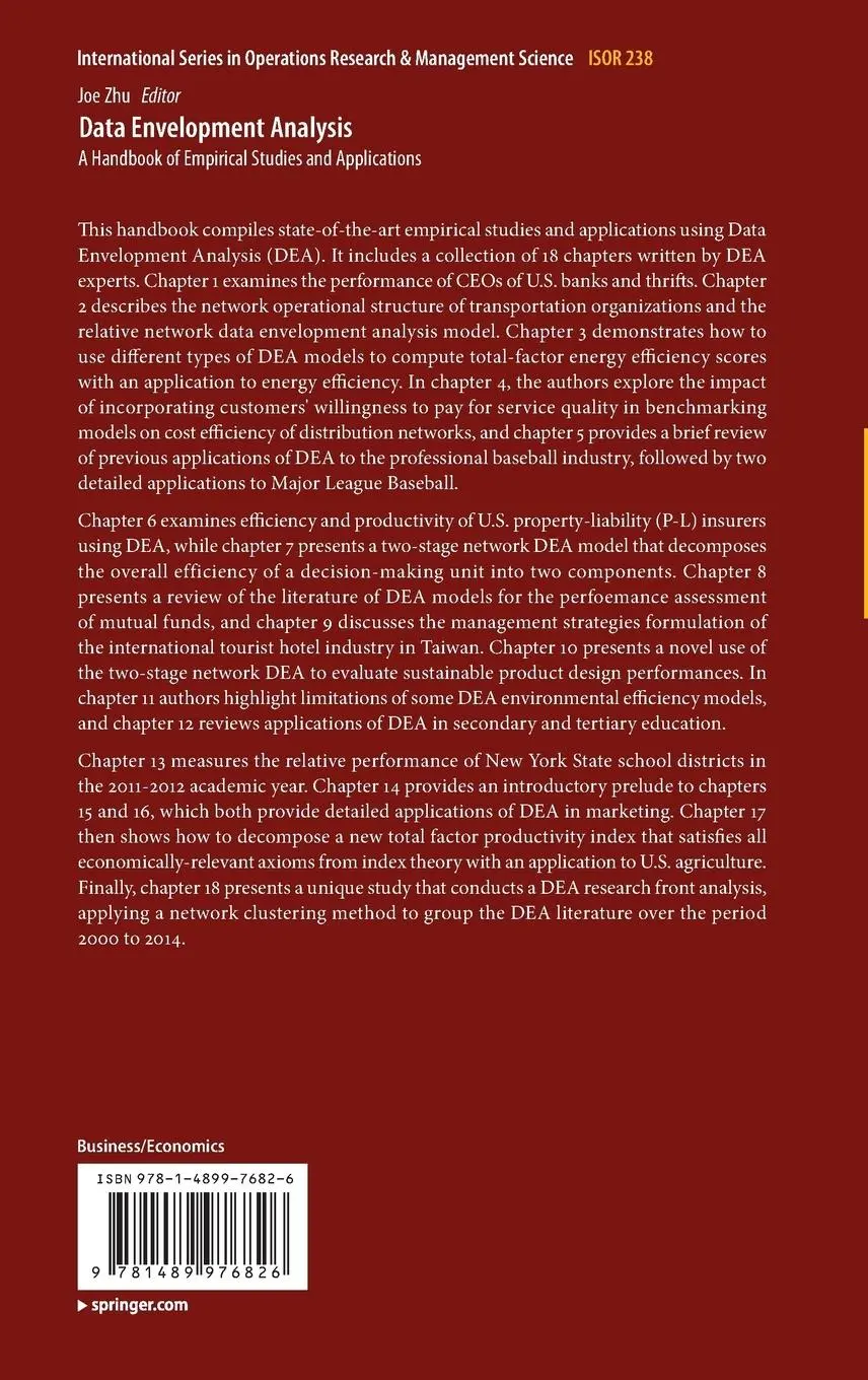 Rückseite: 9781489976826 | Data Envelopment Analysis | Joe Zhu | Buch | xiii | Englisch | 2016