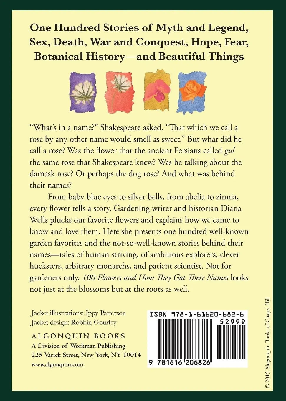 Rückseite: 9781616206826 | 100 Flowers and How They Got Their Names | Diana Wells | Taschenbuch