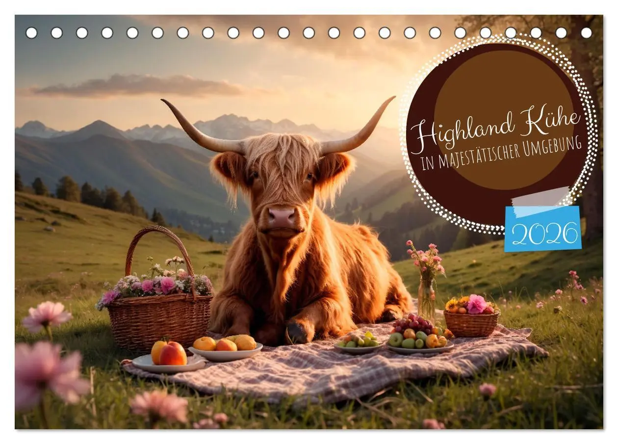 Cover: 9783457476826 | Highland Kühe (Tischkalender 2026 DIN A5 quer), CALVENDO...