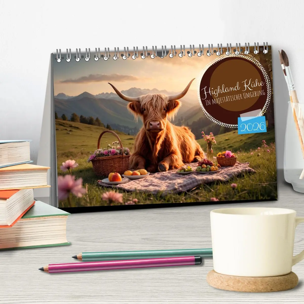 Bild: 9783457476826 | Highland Kühe (Tischkalender 2026 DIN A5 quer), CALVENDO...