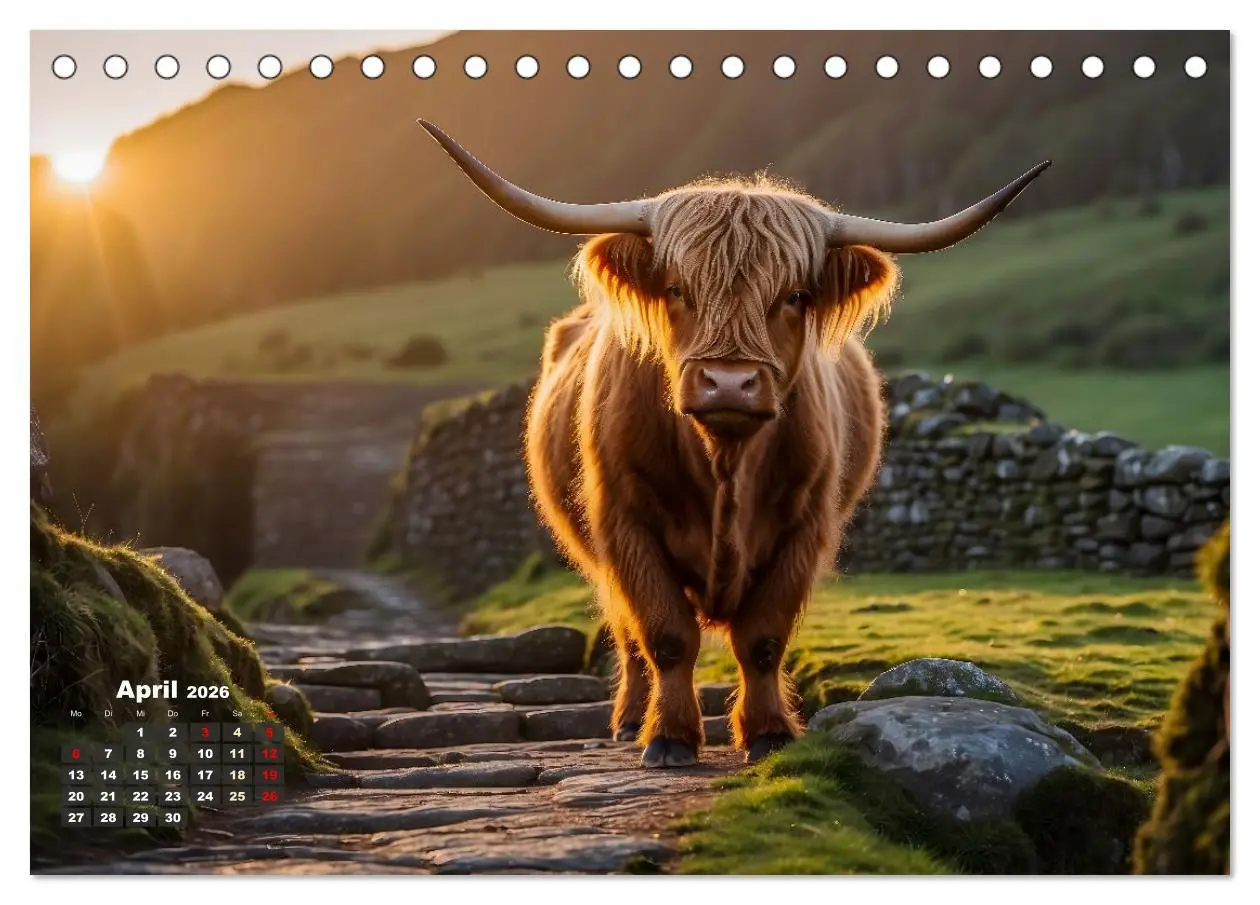 Bild: 9783457476826 | Highland Kühe (Tischkalender 2026 DIN A5 quer), CALVENDO...