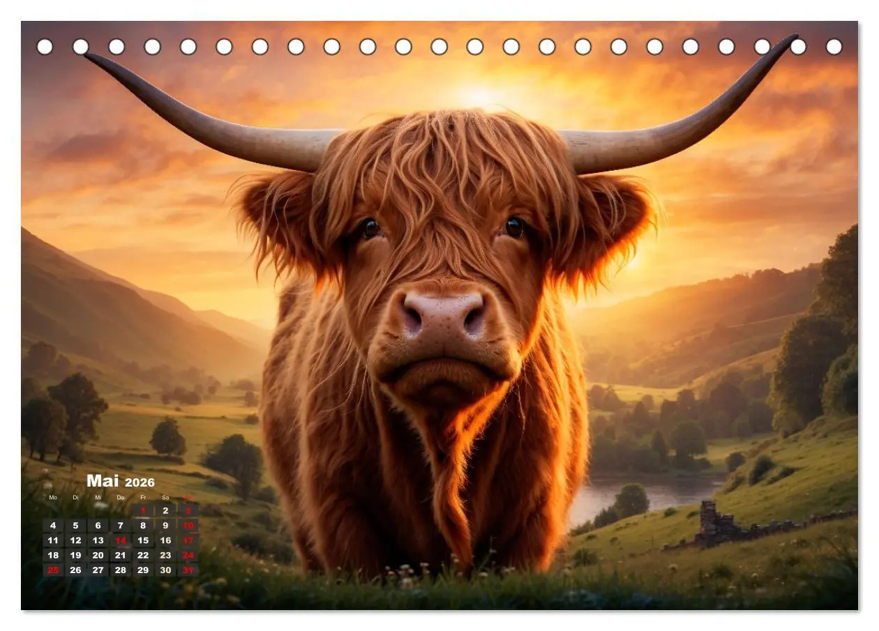 Bild: 9783457476826 | Highland Kühe (Tischkalender 2026 DIN A5 quer), CALVENDO...