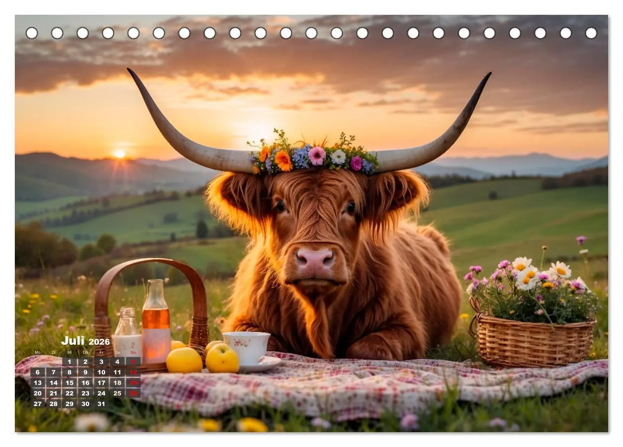 Bild: 9783457476826 | Highland Kühe (Tischkalender 2026 DIN A5 quer), CALVENDO...