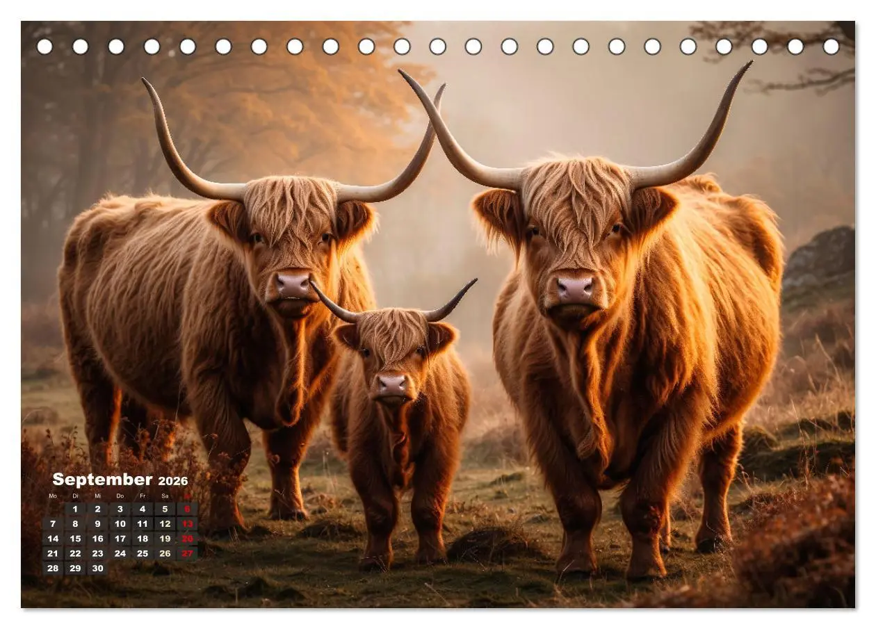 Bild: 9783457476826 | Highland Kühe (Tischkalender 2026 DIN A5 quer), CALVENDO...