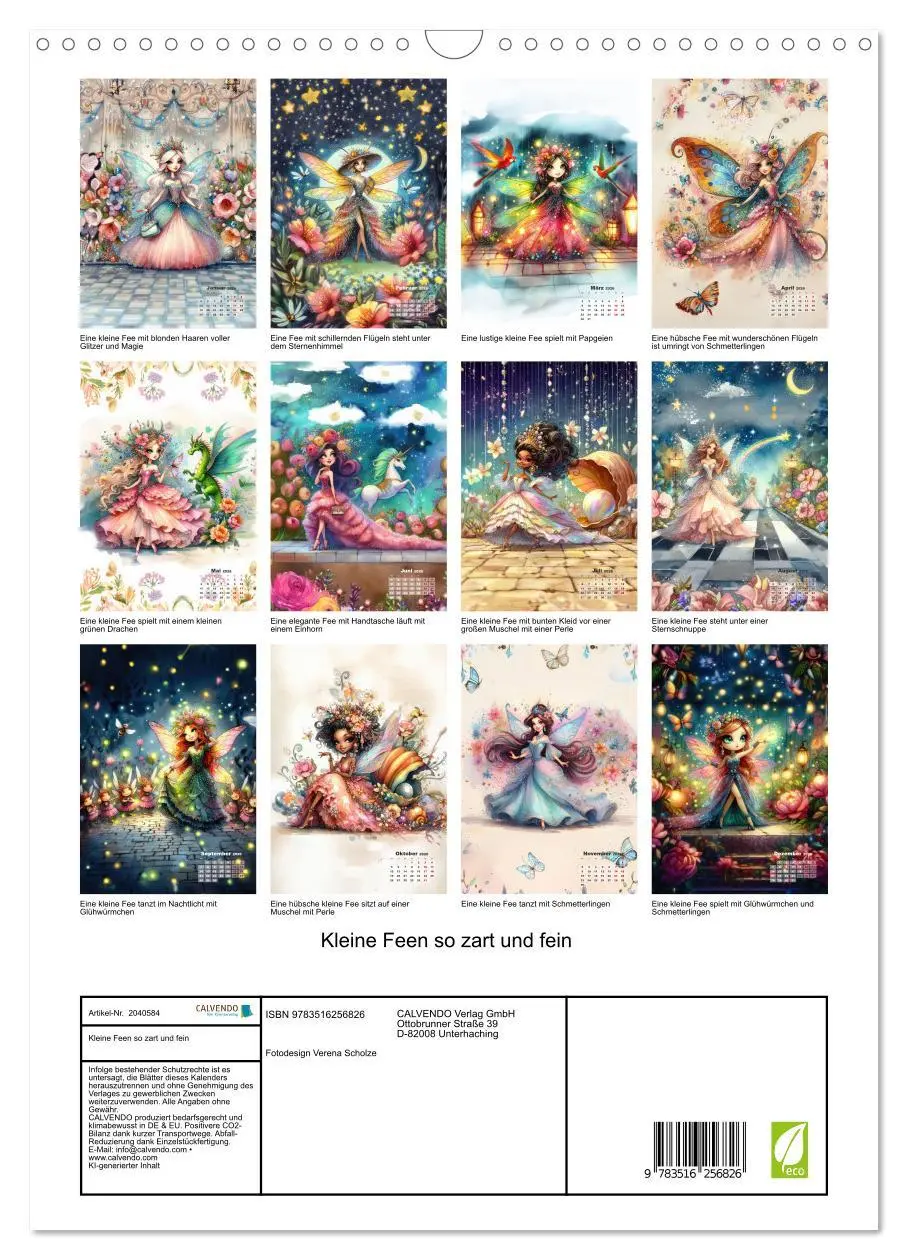 Bild: 9783516256826 | Kleine Feen so zart und fein (Wandkalender 2026 DIN A3 hoch),...