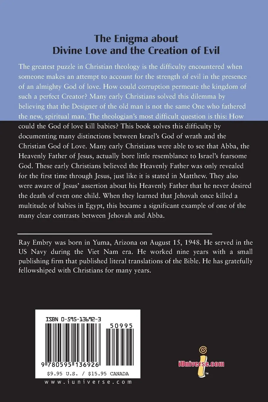 Rückseite: 9780595136926 | The Enigma about Divine Love and the Creation of Evil | Ray Embry
