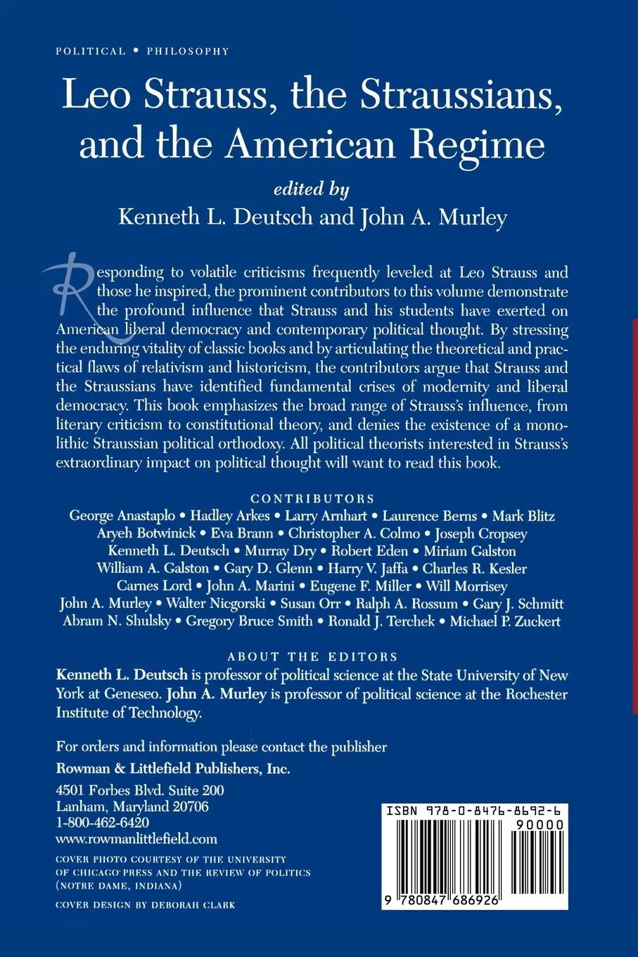 Rückseite: 9780847686926 | Leo Strauss, The Straussians, and the Study of the American Regime