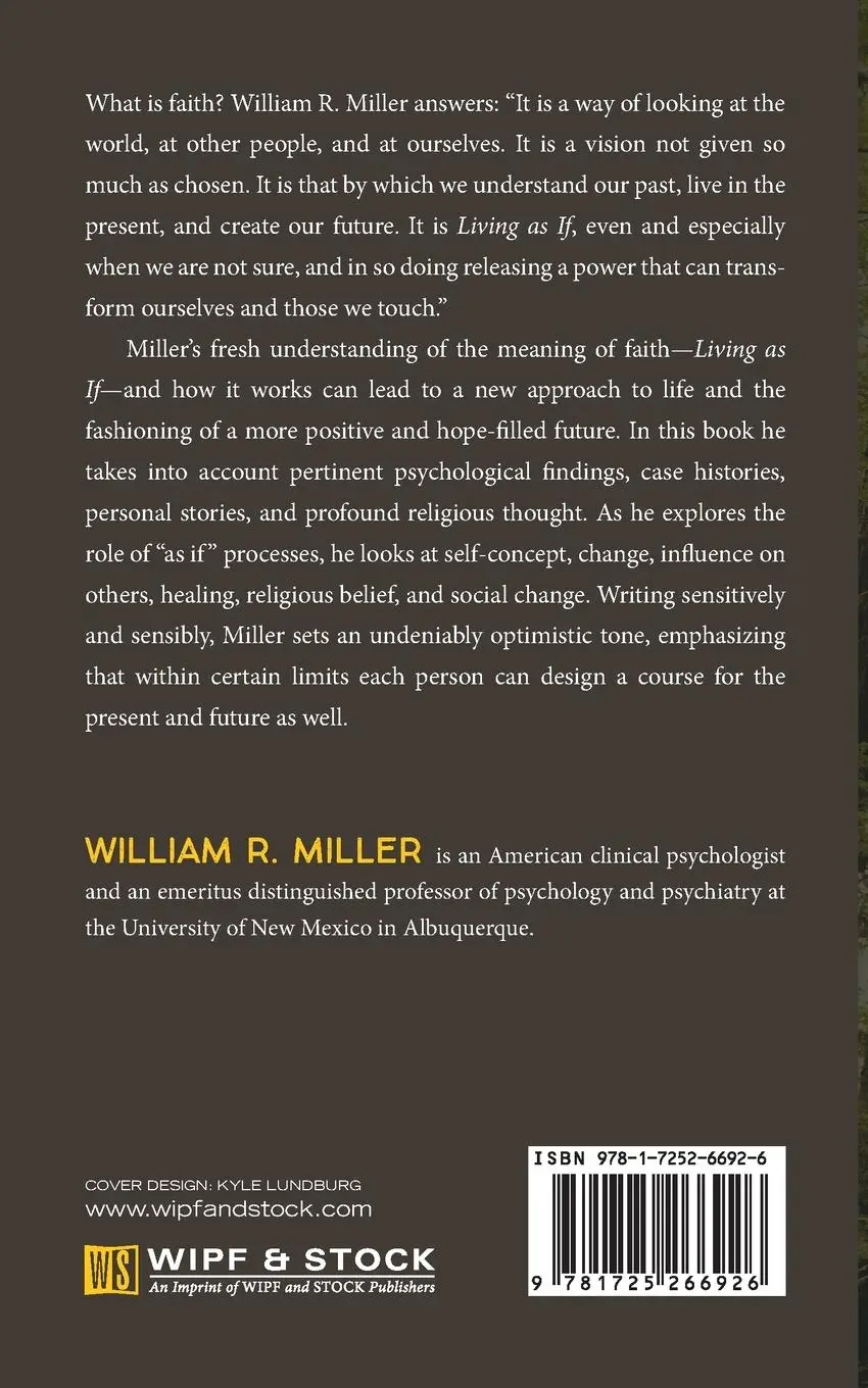 Rückseite: 9781725266926 | Living As If | William R. Miller | Taschenbuch | Englisch | 2020