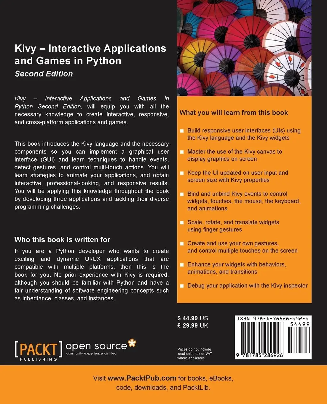 Rückseite: 9781785286926 | Kivy - Interactive Applications and Games in Python second edition