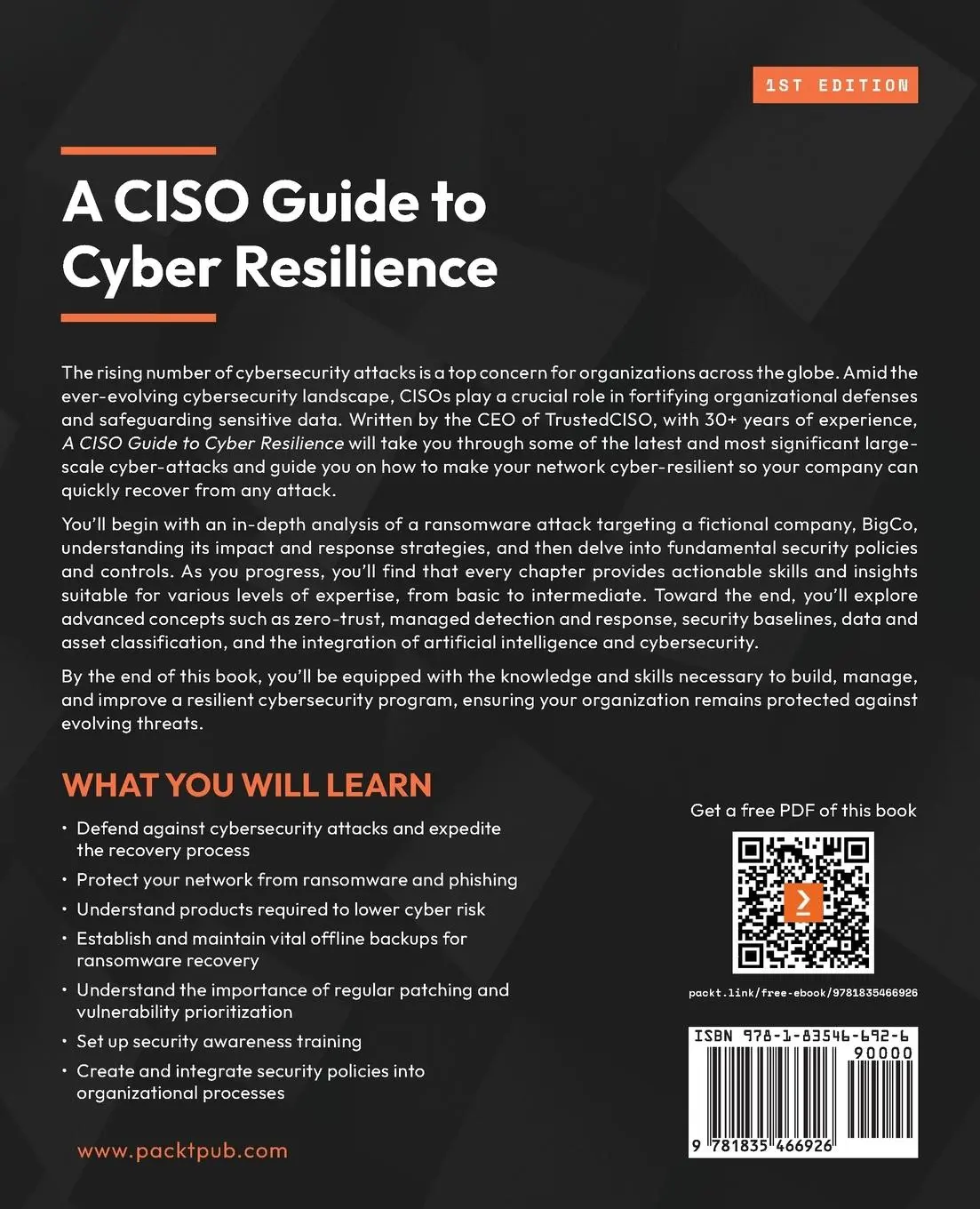 Rückseite: 9781835466926 | A CISO Guide to Cyber Resilience | Debra Baker | Taschenbuch | 2024
