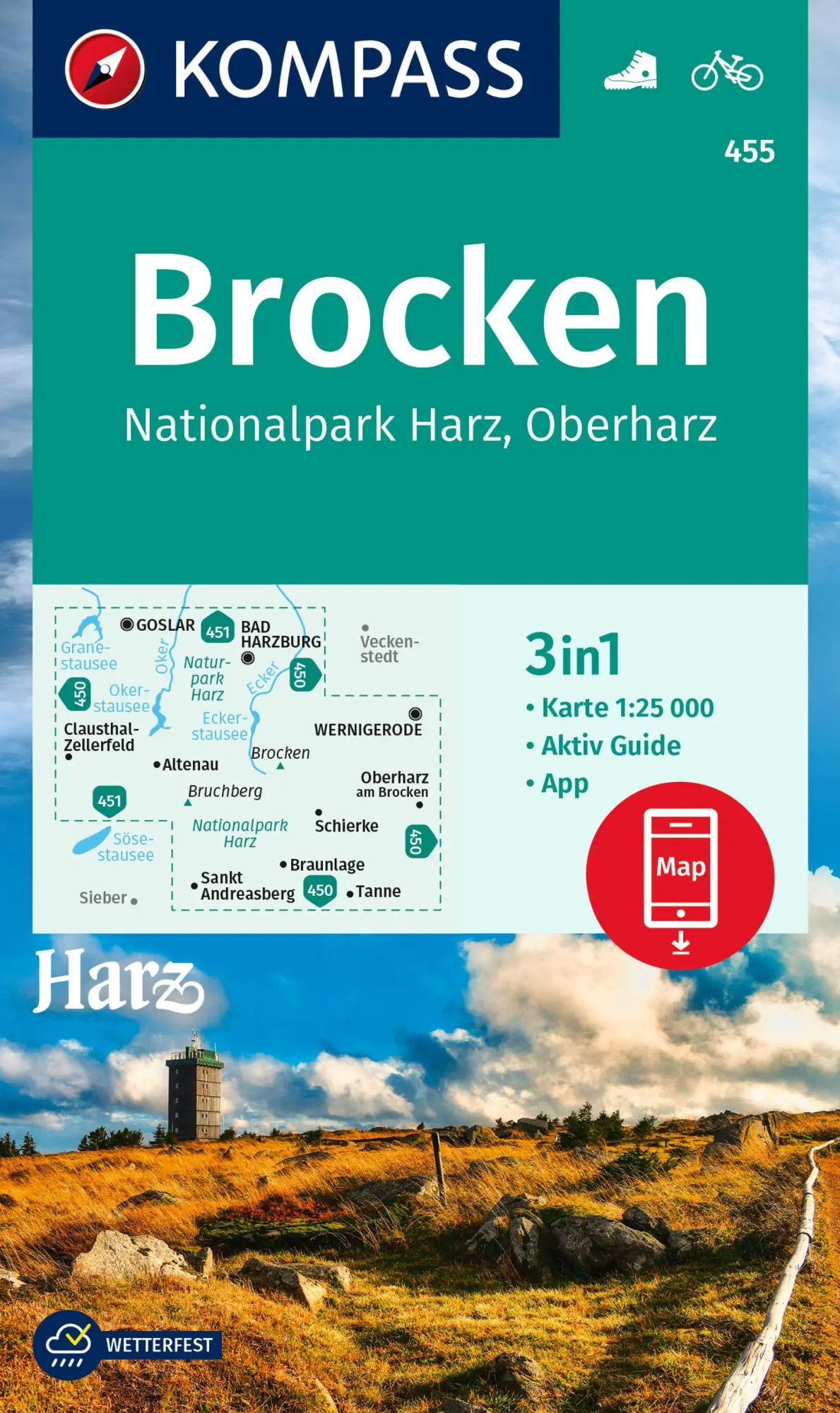 Cover: 9783991216926 | KOMPASS Wanderkarte 455 Brocken, Nationalpark Harz, Oberharz 1:25.000