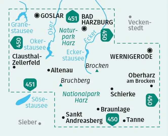 Bild: 9783991216926 | KOMPASS Wanderkarte 455 Brocken, Nationalpark Harz, Oberharz 1:25.000