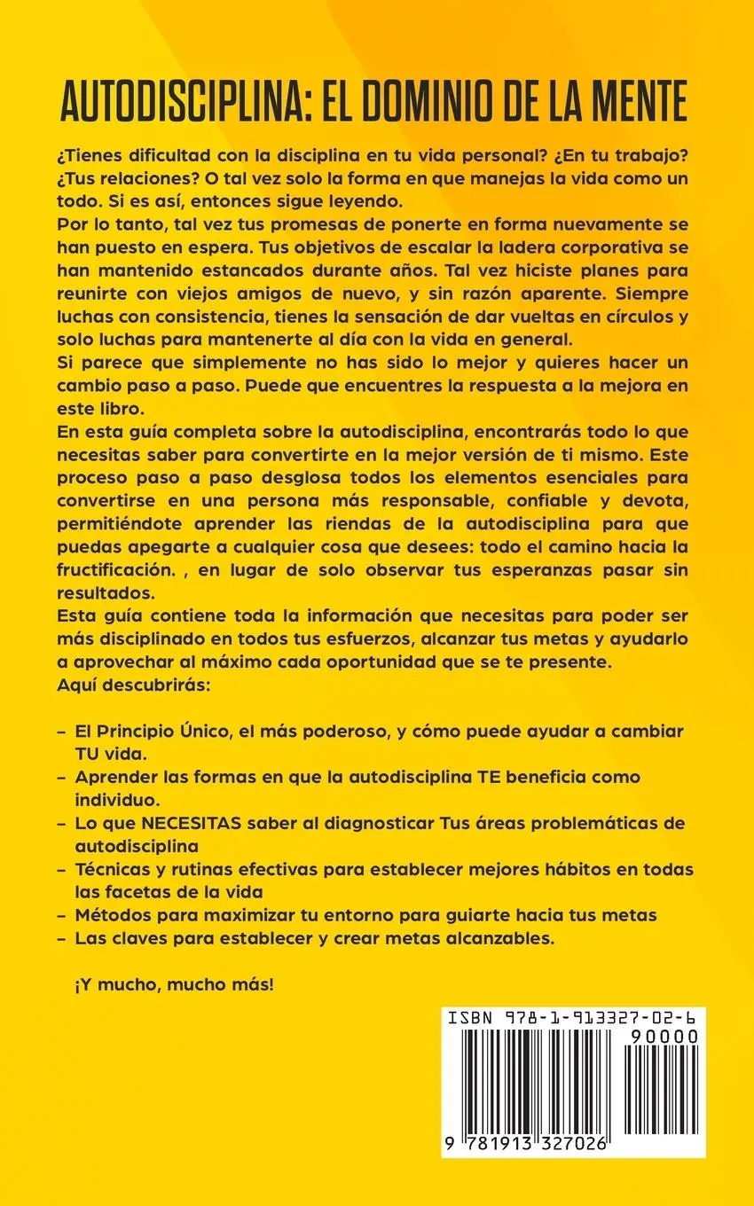 Rückseite: 9781913327026 | Autodisciplina El Dominio de la Mente | Peter Meadows (u. a.) | Buch