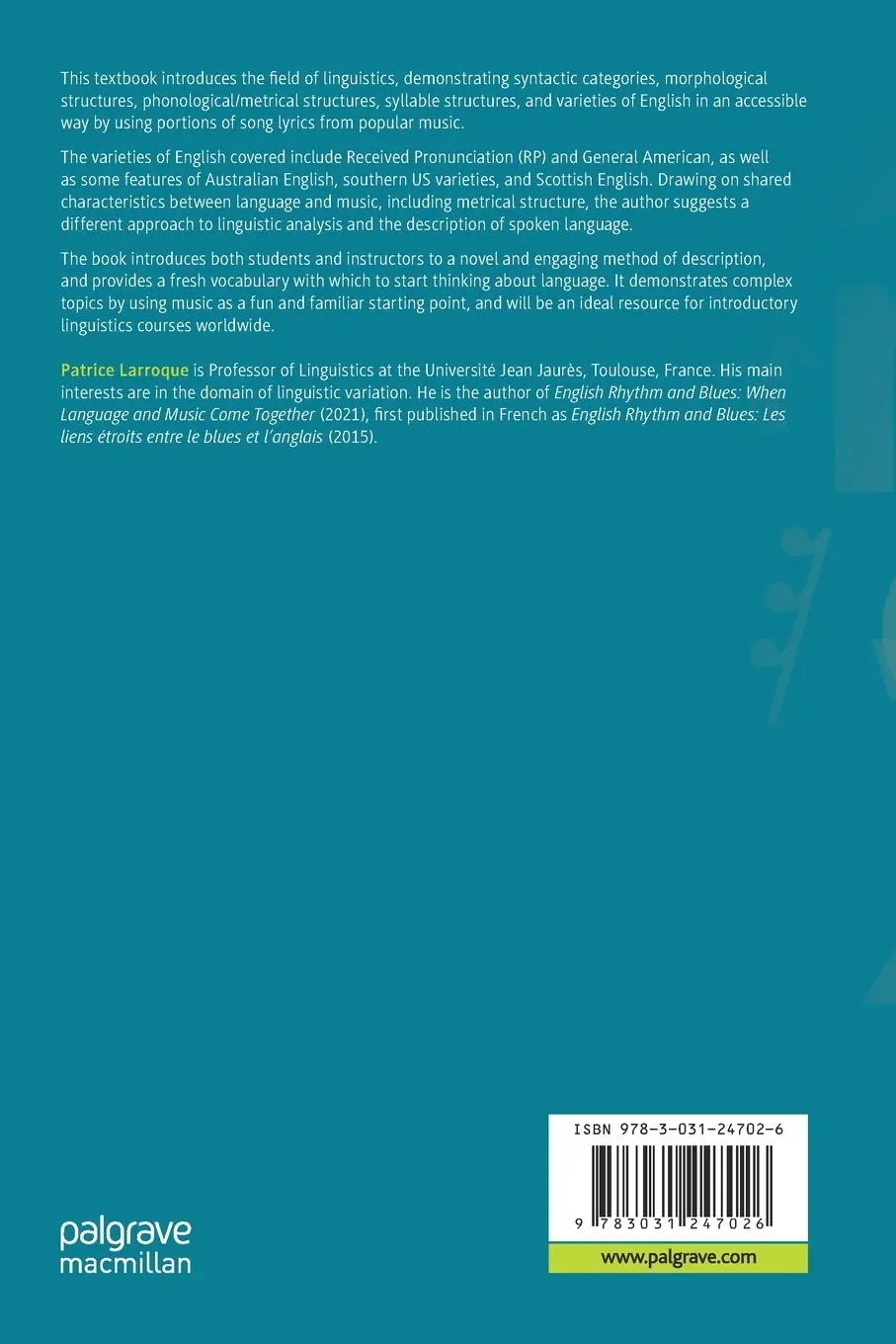 Rückseite: 9783031247026 | An Introduction to Linguistics through Popular Music | Larroque | Buch
