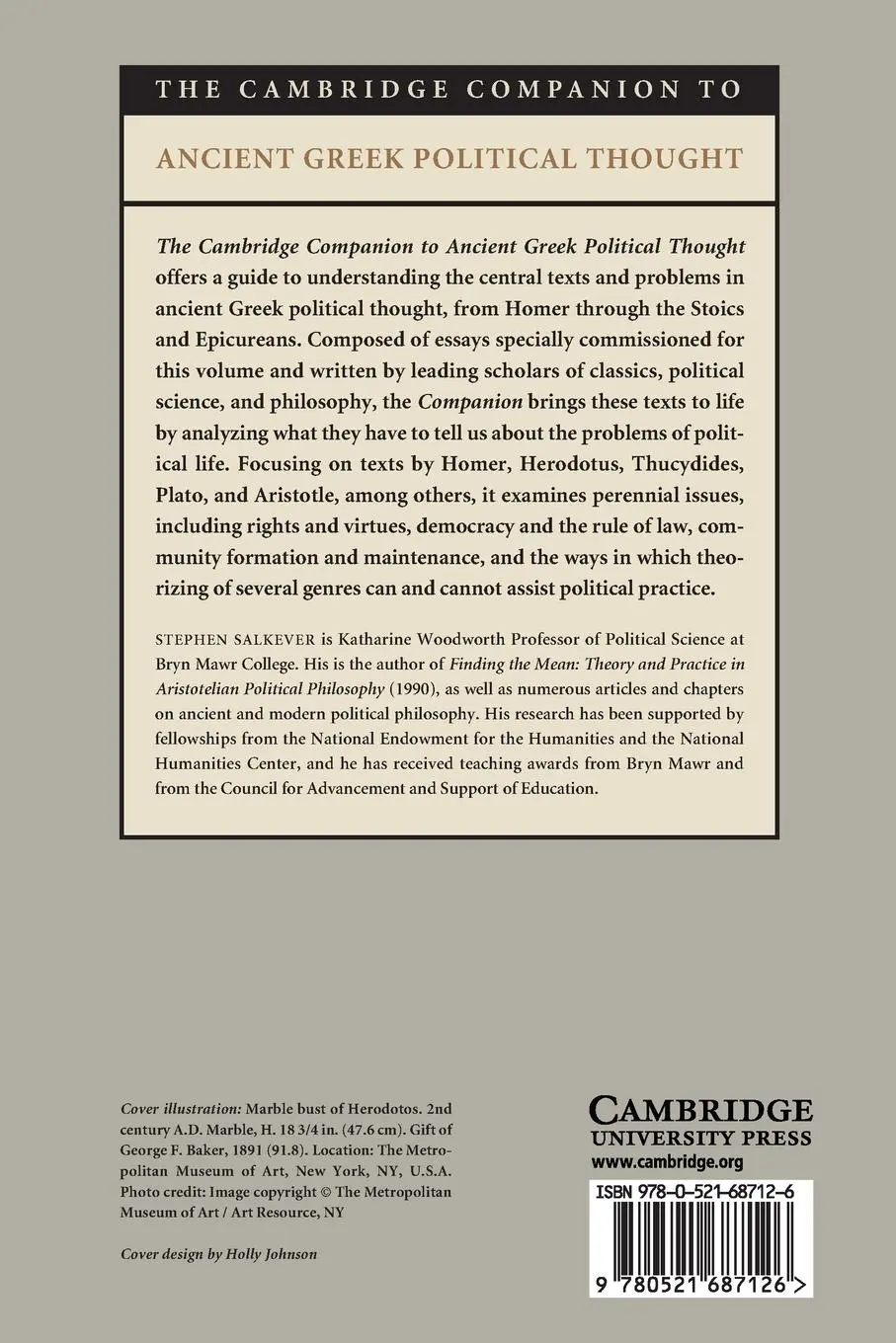 Rückseite: 9780521687126 | The Cambridge Companion to Ancient Greek Political Thought | Salkever