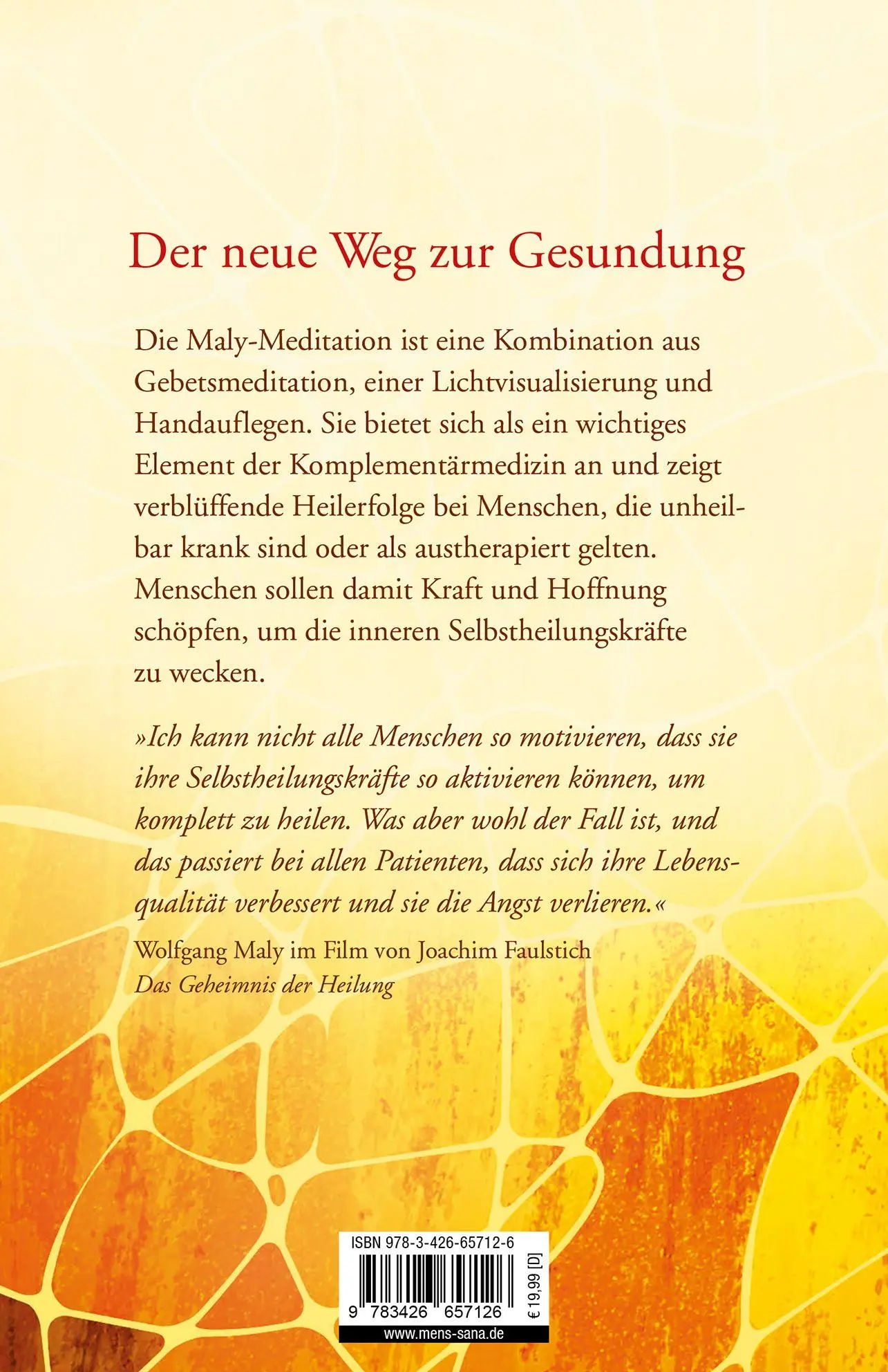 Rückseite: 9783426657126 | Die Maly-Meditation | Wie Zuwendung heilen kann | Maly (u. a.) | Buch