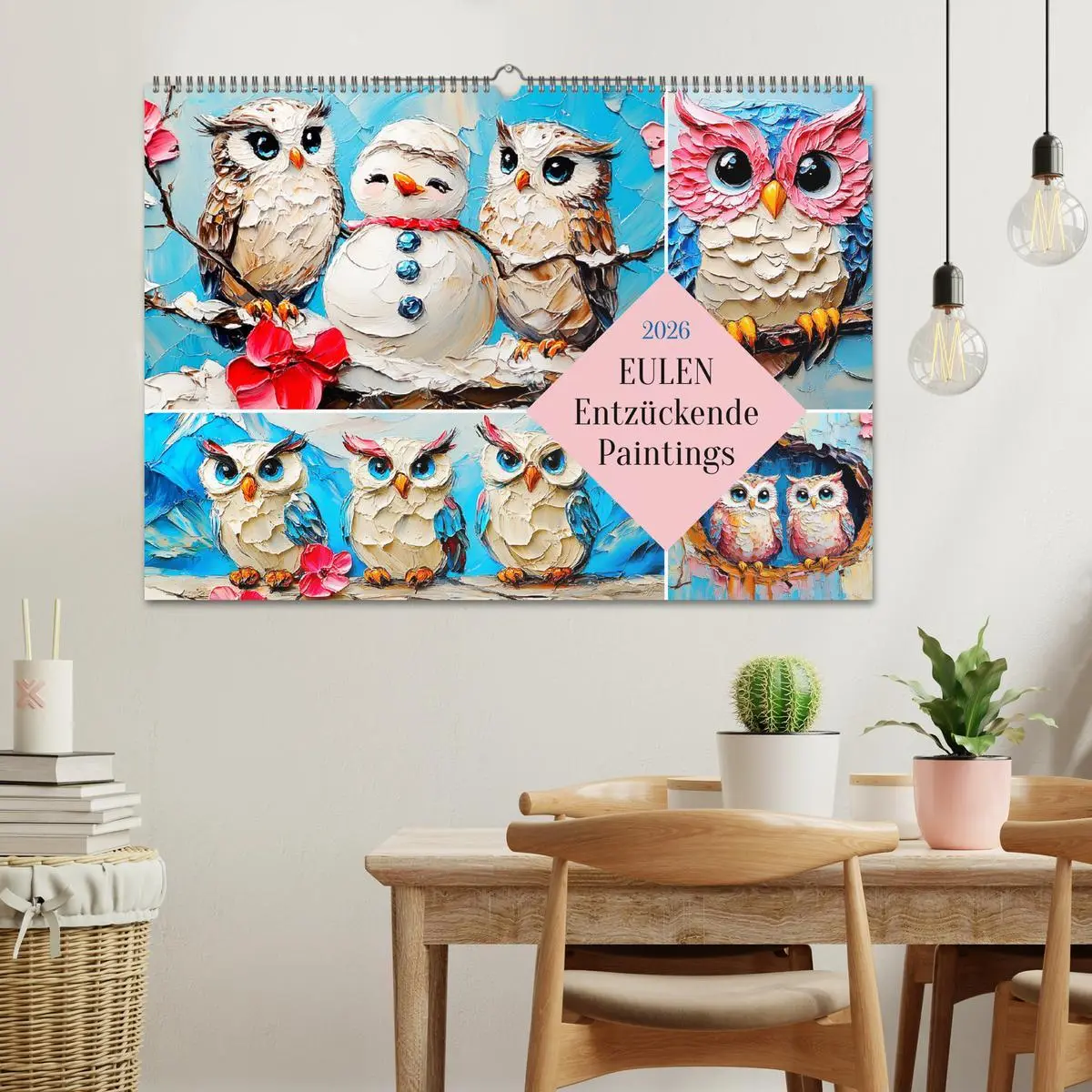 Bild: 9783457347126 | Eulen. Entzückende Paintings (Wandkalender 2026 DIN A2 quer),...