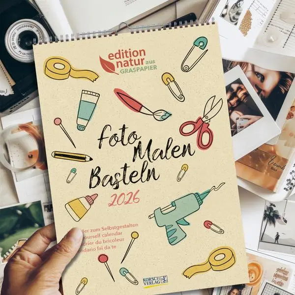 Bild: 9783731887126 | Foto-Malen-Basteln Bastelkalender A4 Graspapier 2026 | Verlag Korsch