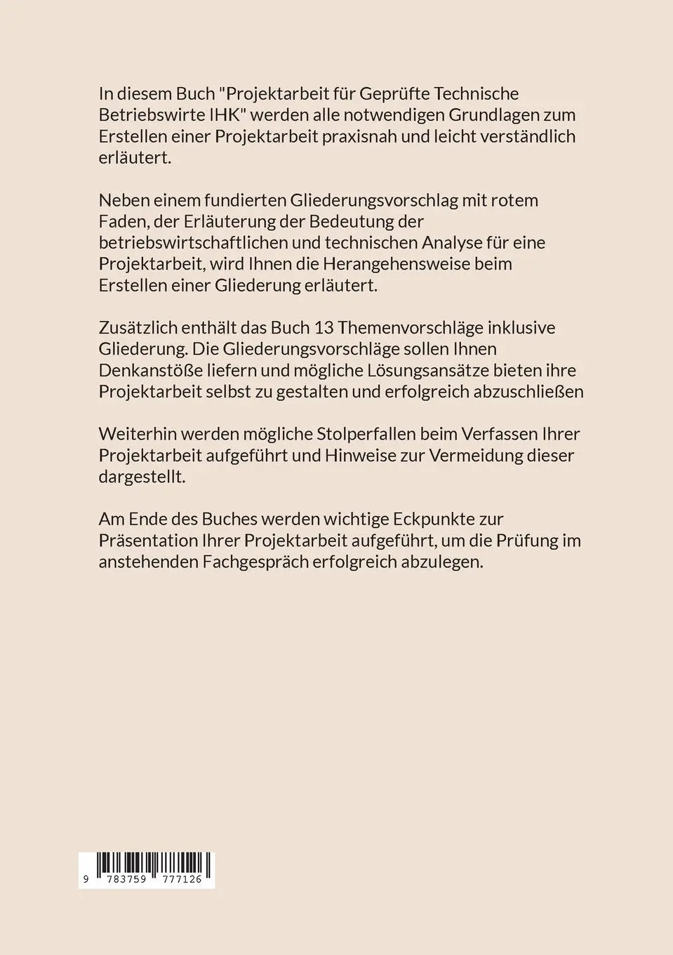 Rückseite: 9783759777126 | Projektarbeit Technische Betriebswirte | Michael Fischer | Taschenbuch