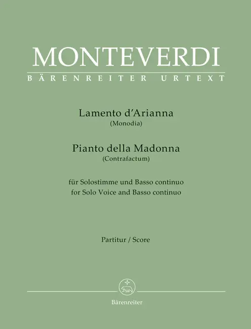 Cover: 9790006567126 | Lamento d'Arianna (Fassungen für Solostimme und Basso continuo) | 2023