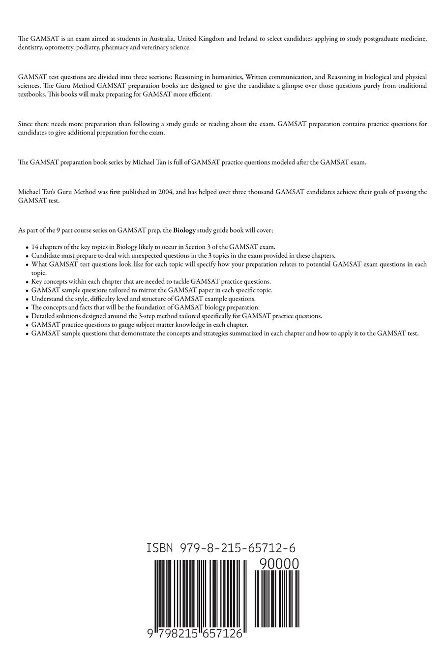Rückseite: 9798215657126 | GAMSAT Preparation Biology | Michael Tan | Taschenbuch | GAMSAT | 2023