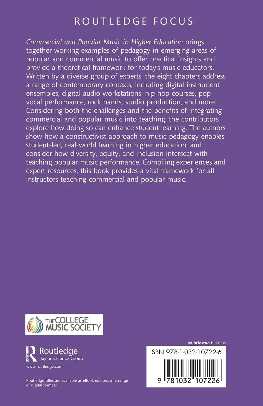 Rückseite: 9781032107226 | Commercial and Popular Music in Higher Education | Jonathan R. Kladder