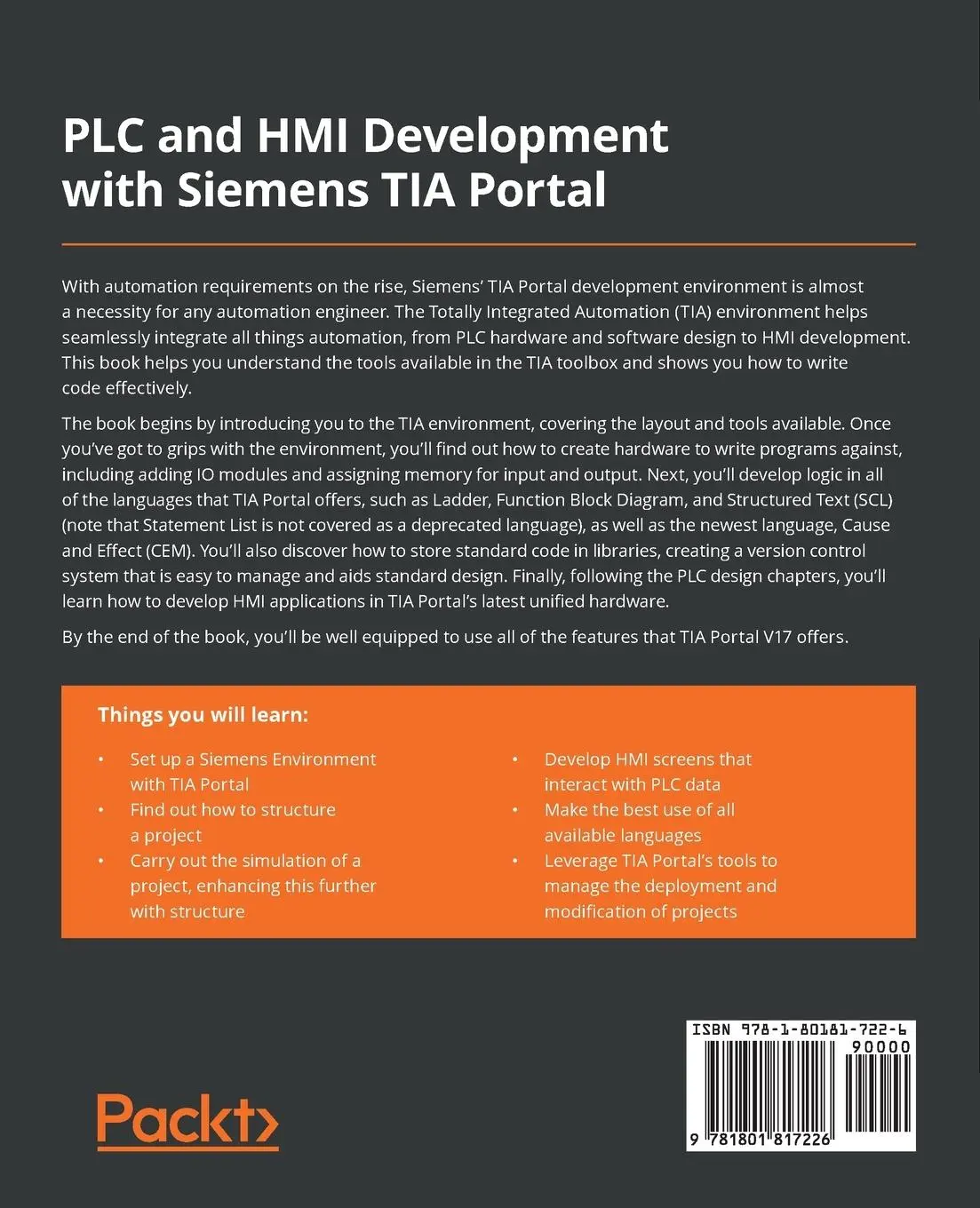 Rückseite: 9781801817226 | PLC and HMI Development with Siemens TIA Portal | Liam Bee | Buch